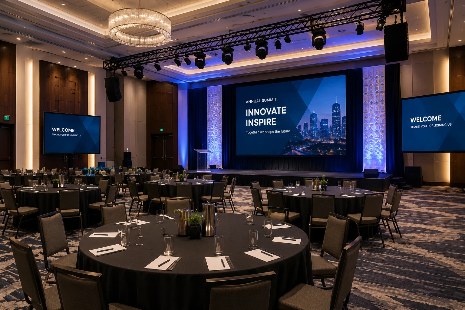 Large-format AV display installation in event venue