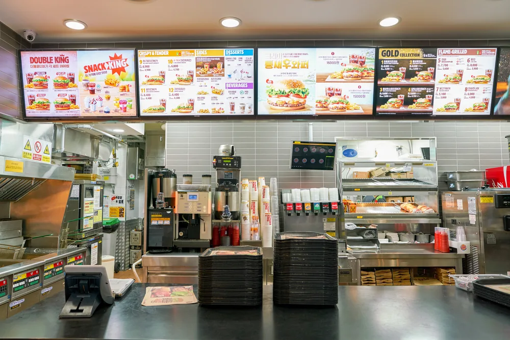 Fast food multi-screen digital menu board installation