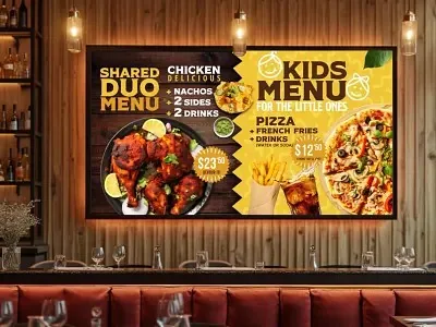 Digital menu board installed in restaurant by DaydreamDigital