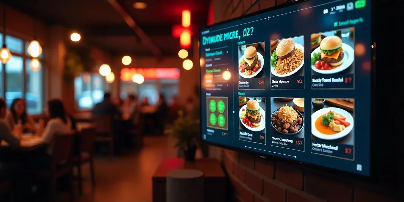 Digital menu board in restaurant